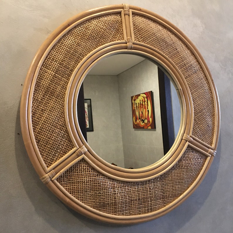 Rattan Round Mirror Rattan Circle Mirror Cane Square bing Etsy