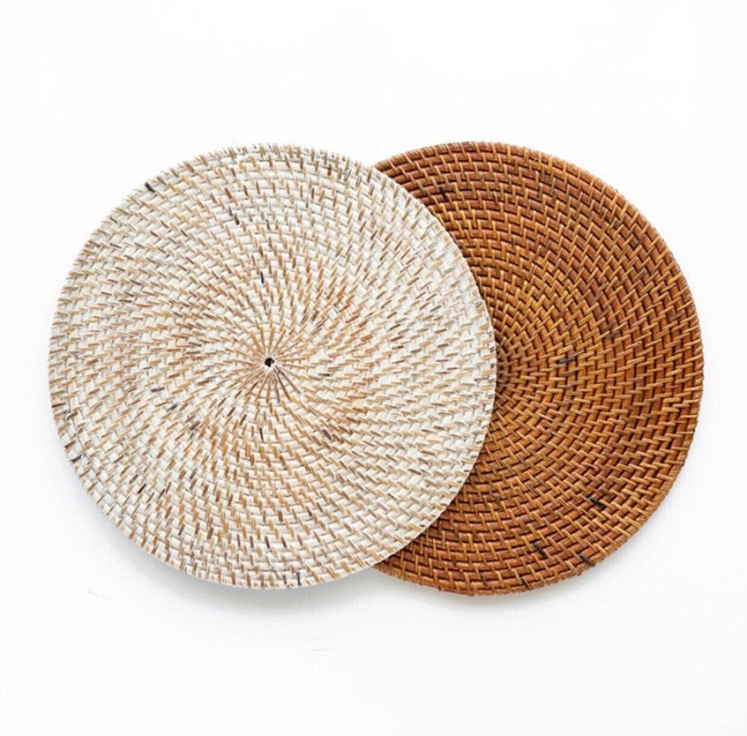 Rattan Placemats, Wicker Placemats, Rattan White Placemats, Rattan