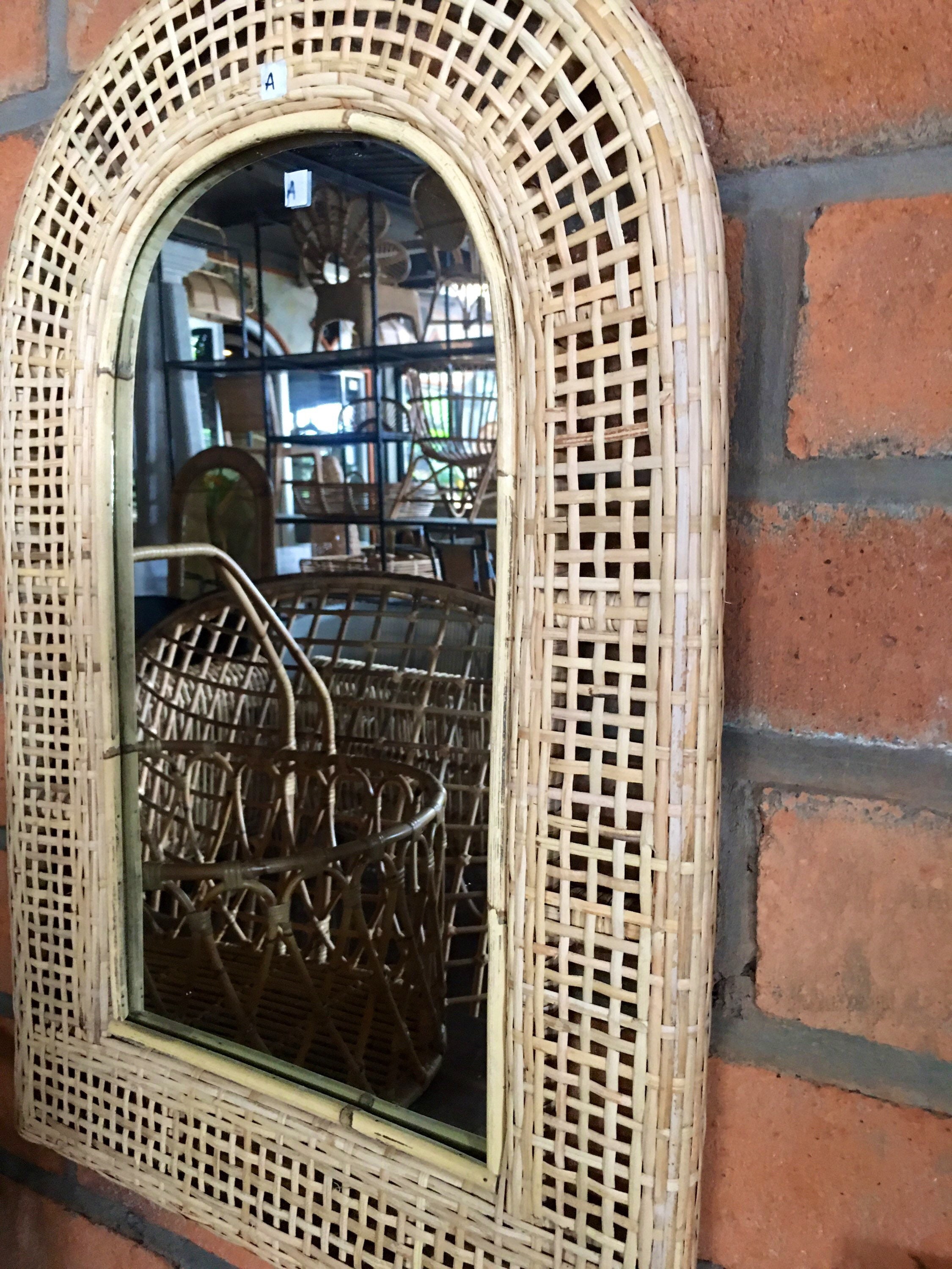 Large Rattan Mirror Plus Woven Rattan Arched Window Mirror Etsy