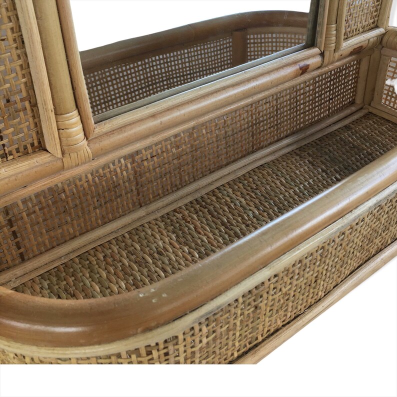 Rattan Mirror With Shelf Rattan Arch Mirror Square Knitting Etsy