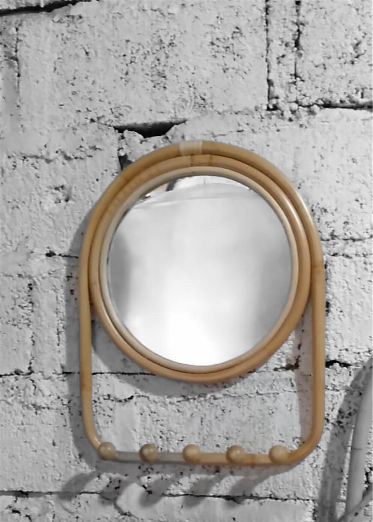 Entryway Round Mirror With Hooks Rattan Mirror Hooked Hook Etsy Canada