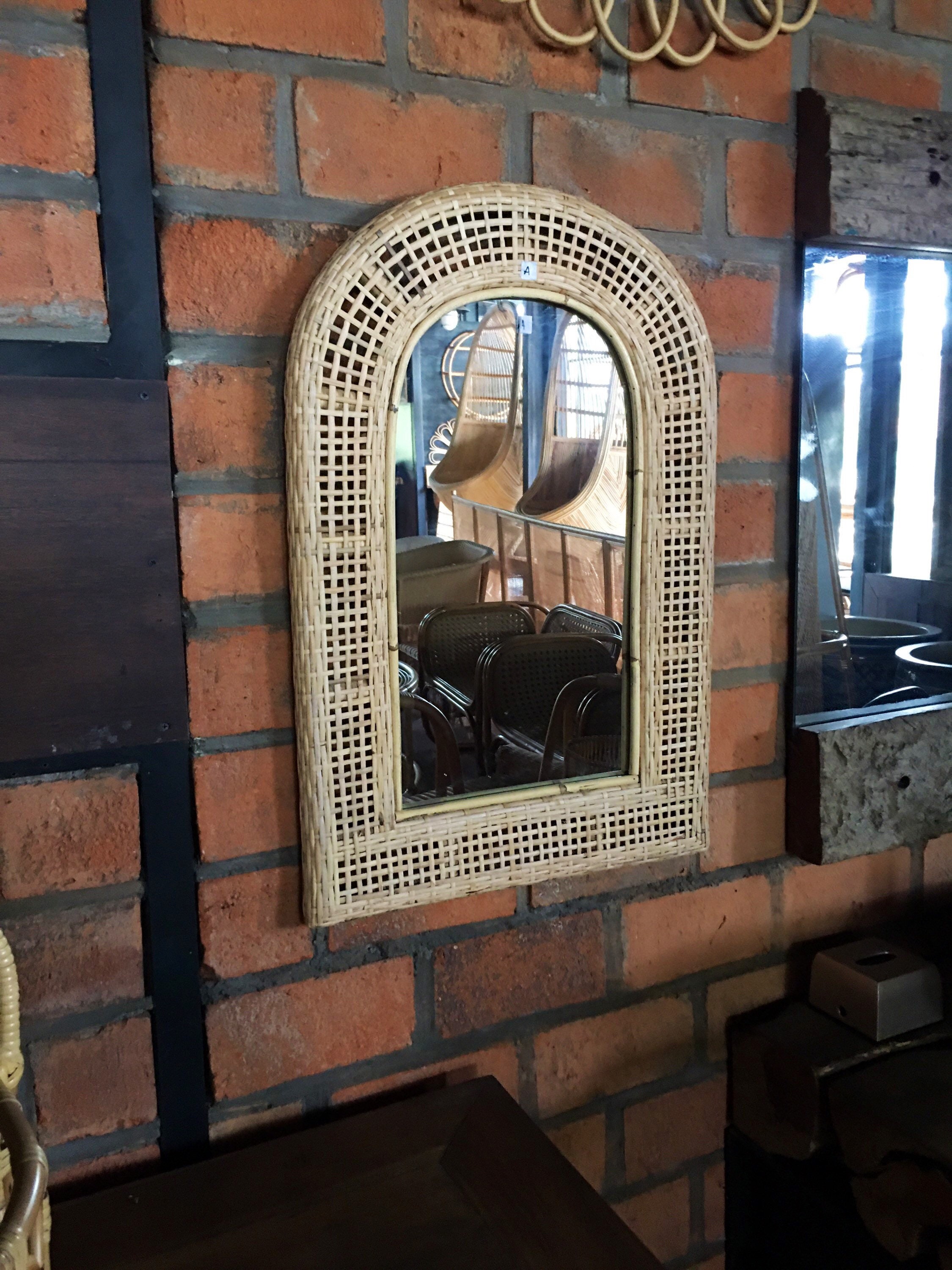 Large Rattan Mirror Plus Woven Rattan Arched Window Mirror Etsy