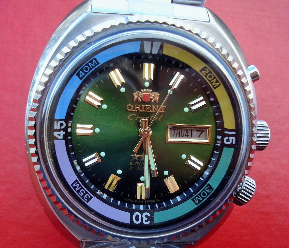 Vintage ORIENT Crystal 21 Jewels 3 stars Automatic King Diver Etsy