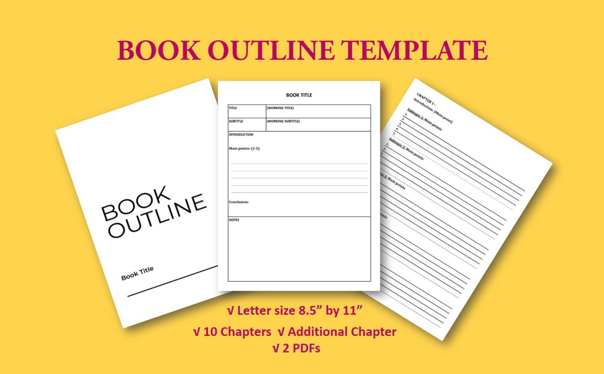 Book Outline Template Letter size 8.5 by 11 PDF Etsy Book Outline Template Letter size 8.5 by 11 PDF Etsy