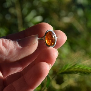 Ring created with natural Baltic Amber and 925 Silver, cognac amber, MJ Baltica, BP099