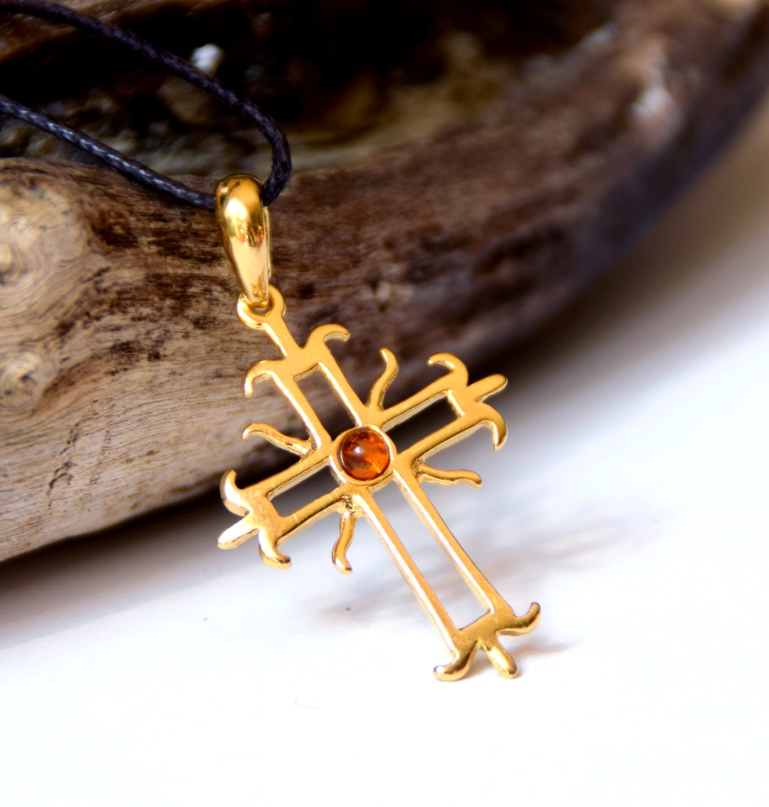 MJ Baltica, Pendant, Natural Baltic Amber, 925 Silver, 14k Gold Plated ...