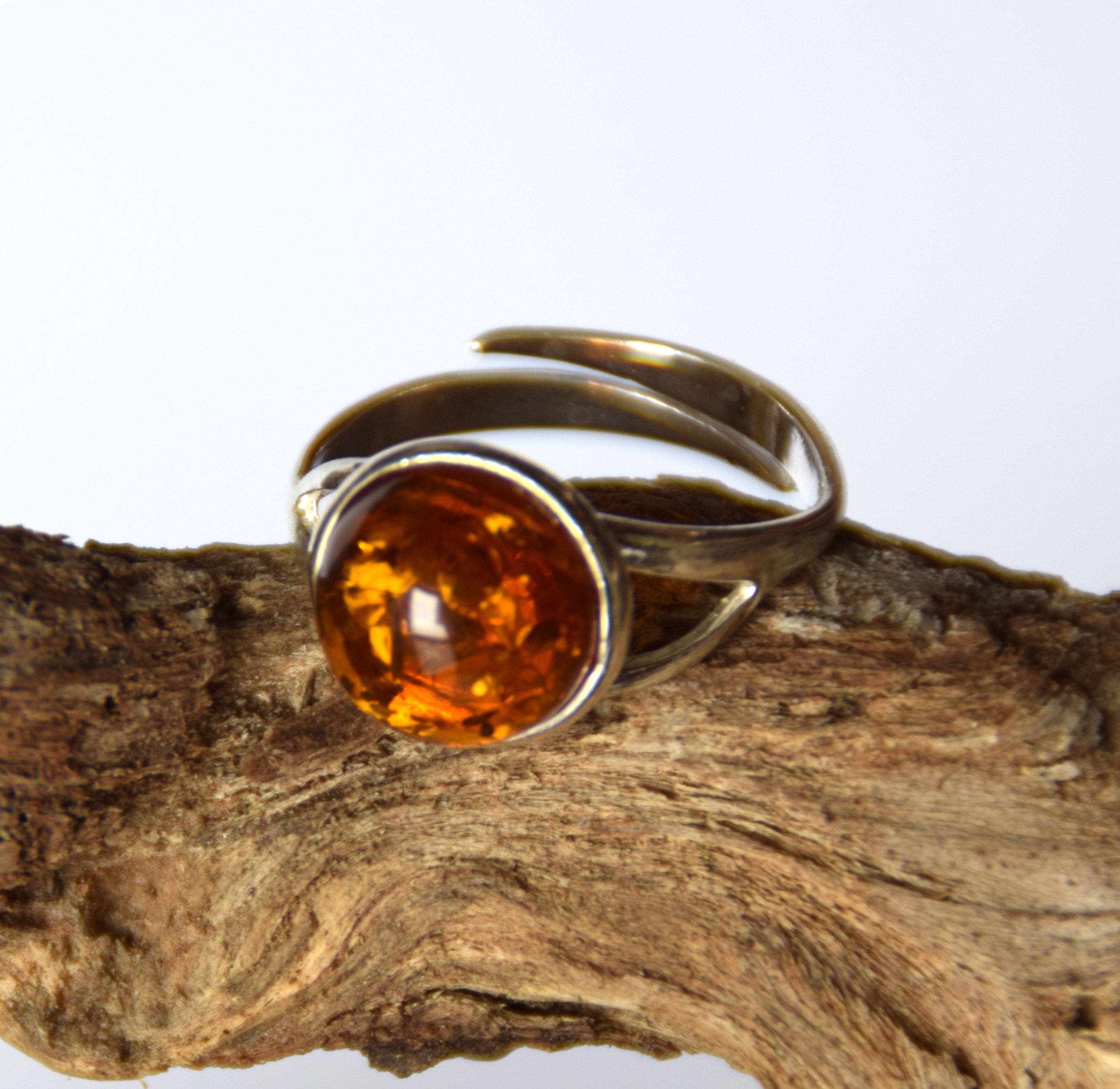 Anillo Pequeño De ámbar Coñac Natural, ámbar Báltico Auténtico