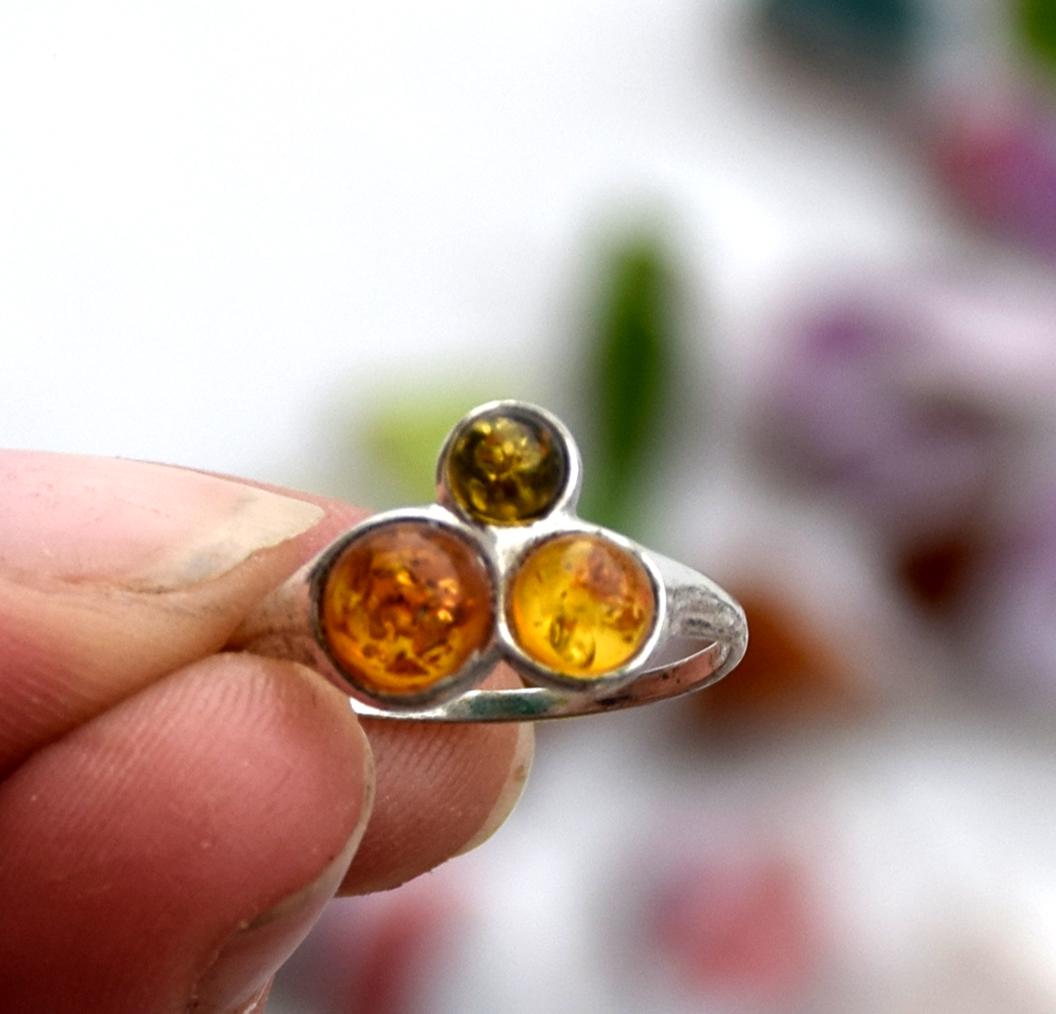 Ring created with natural Baltic Amber and 925 Silver, mixed ambers, MJ Baltica, BP120