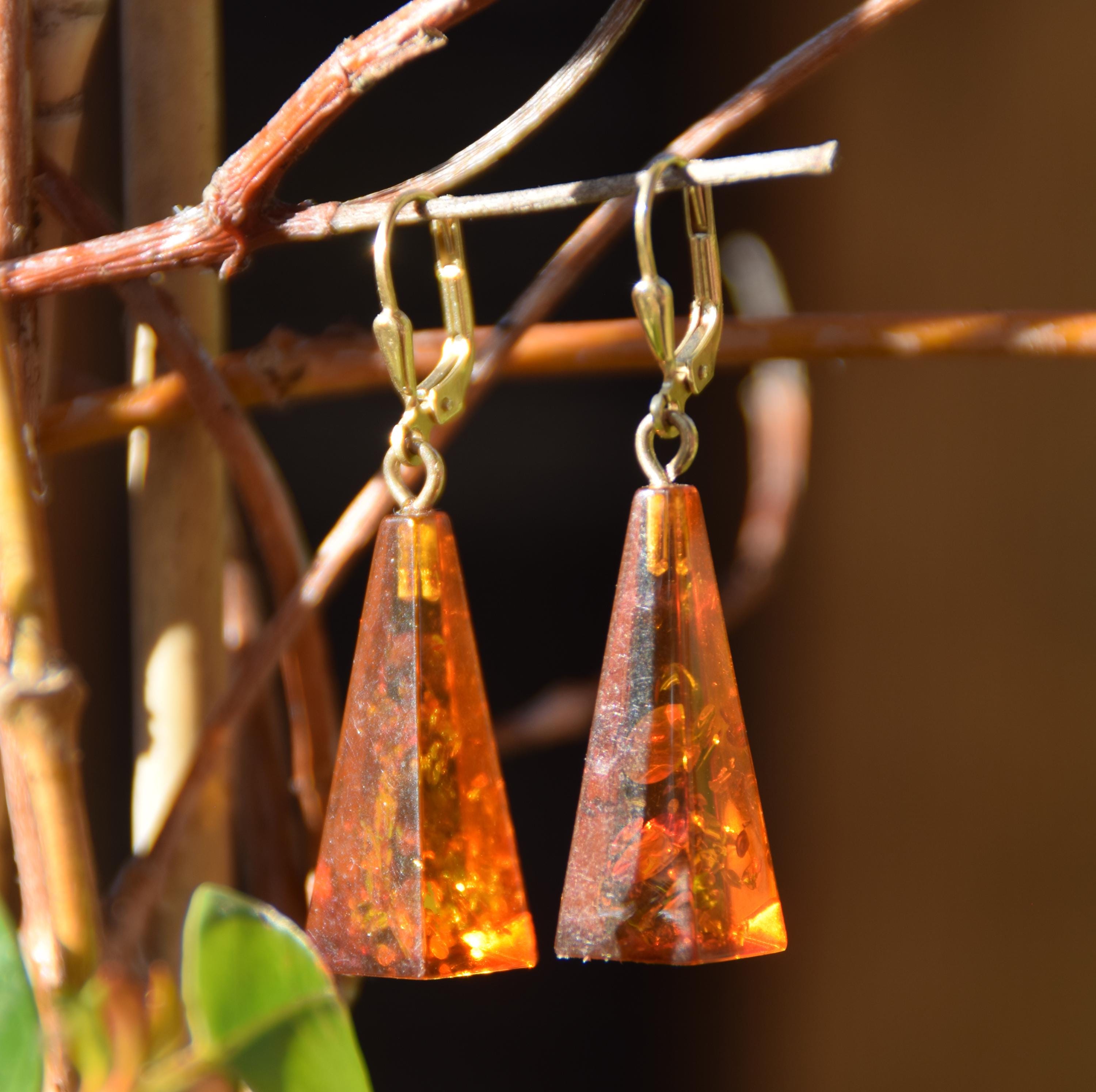 Orecchini Pendenti Lunghi Geometrici: Triangolo E Pugnale In Argento Sterling Placcato Oro - 3