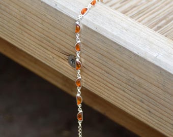 Bracciale donna in ambra naturale baltica e argento 925 - 20cm