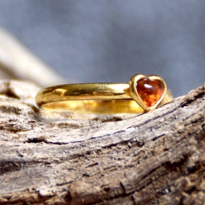 MJ Baltica, Ring, natural Baltic Amber, 14k Gold plated Silver, heart, little heart, handcrafted, BZP006