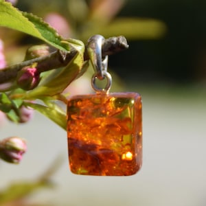 Pendant with natural Baltic Amber and 925 Silver, cognac amber, MJ Baltica,BW209