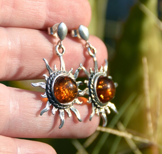 Large Amber Teardrop Earrings - Precious Amber
