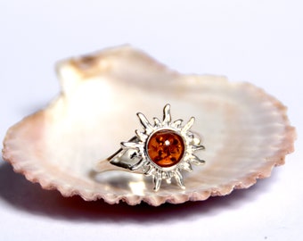 MJ Baltica, ring, natural Baltic amber, 925 silver, sun, BP050