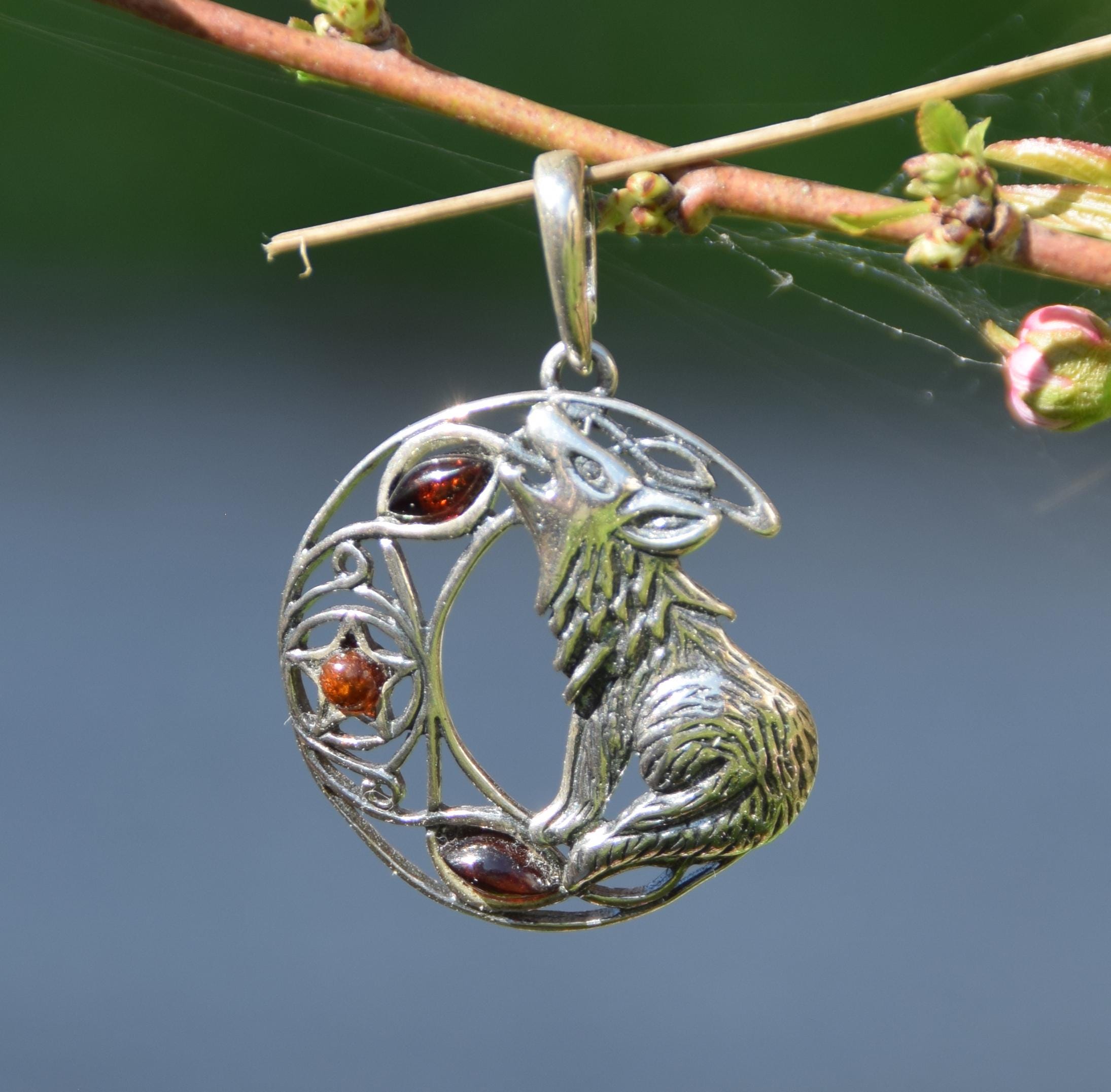 Collana Con Ciondolo Lupo Urlante – Luna Ovale In Peltro – Stile Sud-ovest - Foto 2