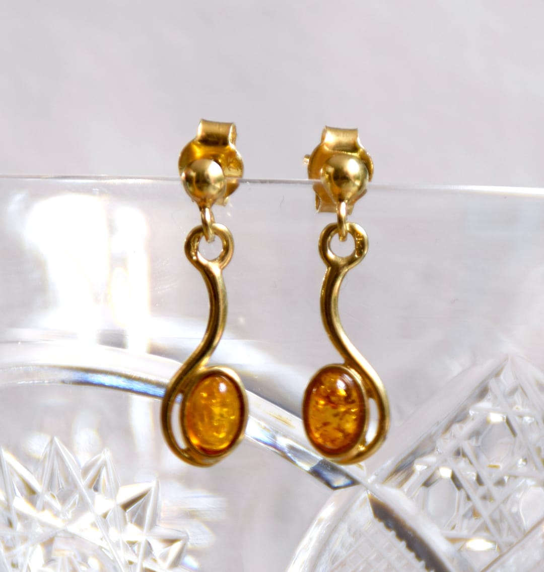 Orecchini Pendenti In Ambra Azteca, Argento Sterling 925 - Foto 9