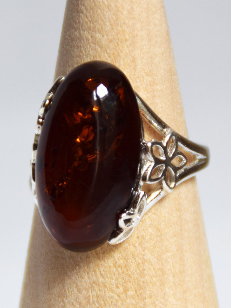 adjustable size BP028 MJBaltica ring with Natural Amber and Silver 925