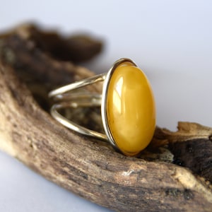 Large adjustable size ring, created with natural Baltic Amber and 925 Silver, imperial amber, MJ Baltica,BP109