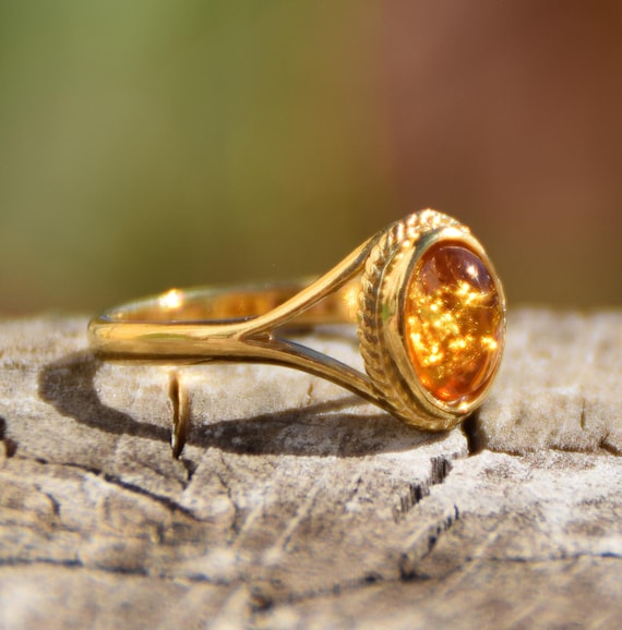 Anello Argento Sterling E Ambra Baltica HolidayGiftShops - Modello Khloe