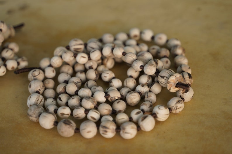 Perfekt rund Tulsi Mala 108 pärlor, precisionspolerat naturligt Japa-halsband för Hare Krishna-sång och meditation | Mayapurstore bild 7