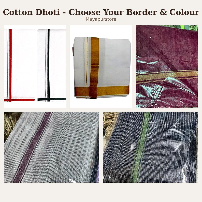 Cotton Dhoti för män, indiska herrkläder, Hare Krishna Devotee Dhoti från Mayapur Dham, Vaishnava Kirtan Wear | Mayapurstore bild 7