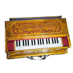 Harmonium mit 3 Linien und 9 Tonleitern, Teakholz | Professionelles Kirtan- und Bhajan-Harmonium | Bestseller Bild 1