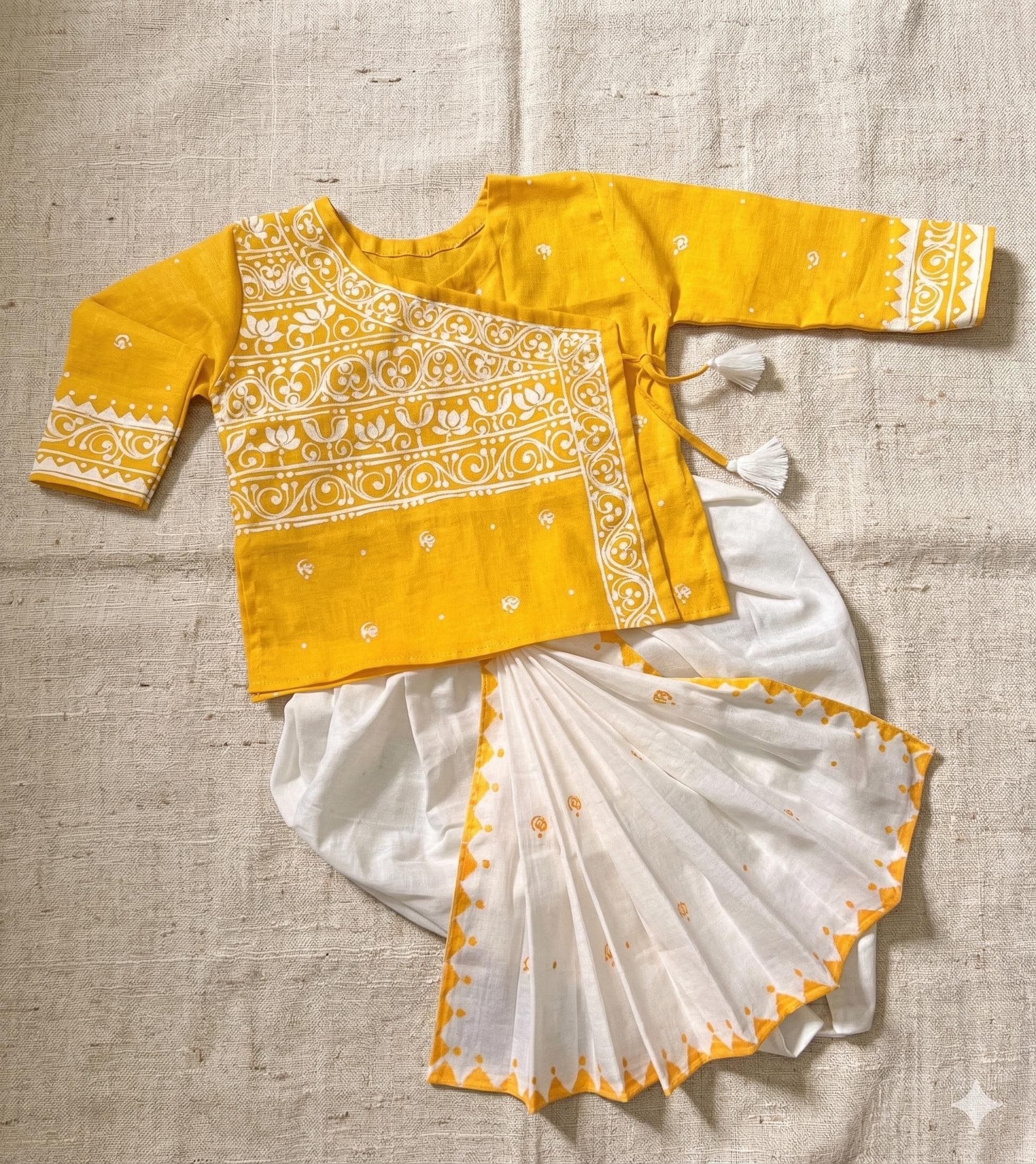 Baby Dress with Hand-Painted Art - Customizable Pant/Dhoti & Kurta/Panjabi Colors