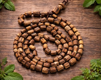 Handmade Tulsi Japa Mala for Sadhus and Devotees 108 Chunk Beads for Meditation