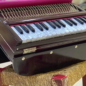 Harinam Harmonium – Portable Teak Wood Harmonium with Belt | Kirtan Harmonium for Bhajans, Sankirtan, Street Singing, Devotional Music
