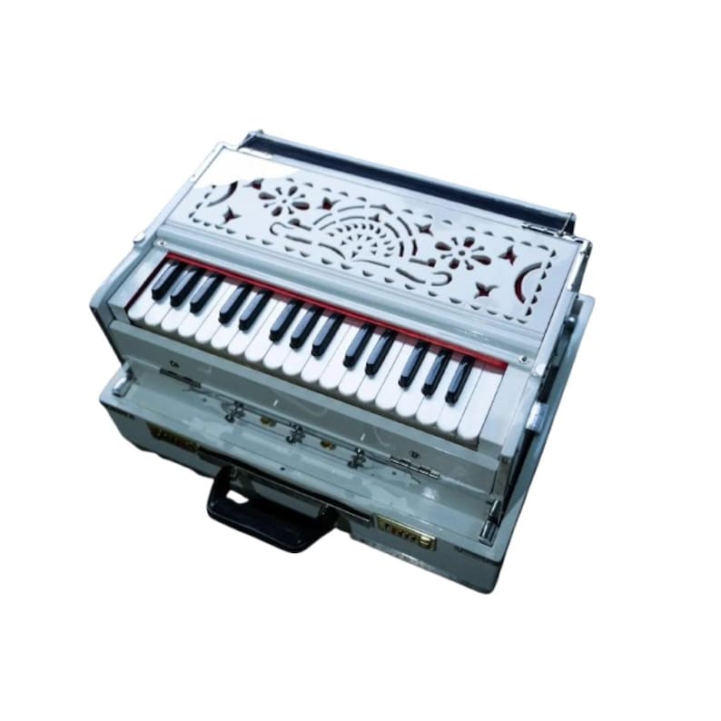 White 2.5 Octave Harmonium: Compact Folding Box with Quality Reeds image 2
