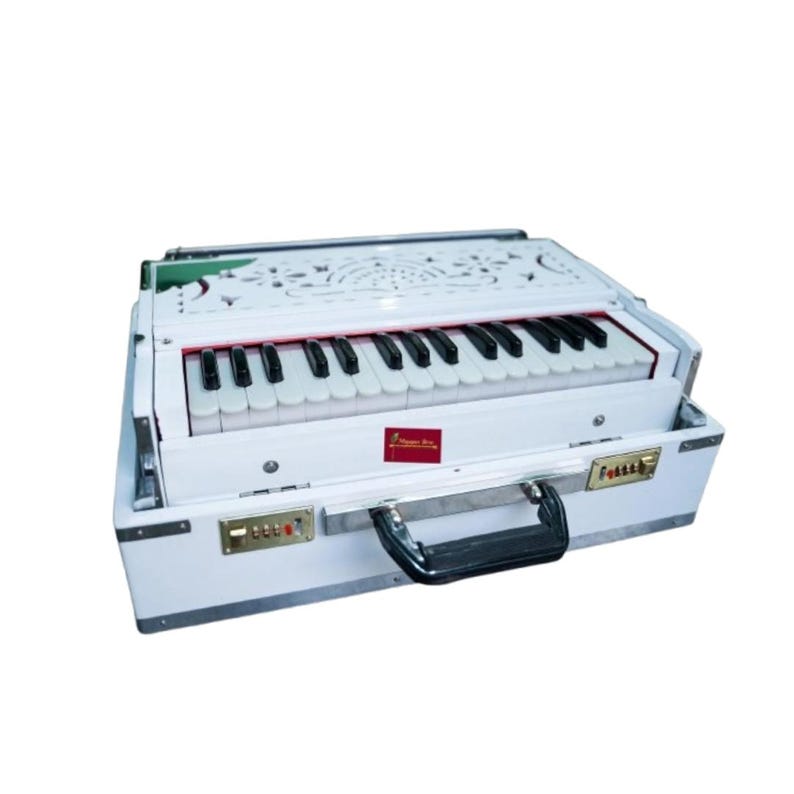 White 2.5 Octave Harmonium: Compact Folding Box with Quality Reeds image 1