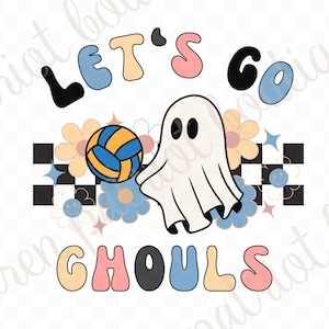 Halloweenvolleyball Mama SVG Lets Go Ghouls SVG PNG Halloween Tshirt Design Digital Download svg png Retro Geist Digitale Datei Coach Geschenk