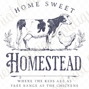 Home Sweet Homestead SVG File Farm SVG PNG Homestead Mama Cut File Digital Download Free Range Farmer svg Design File Cricut Cow Chicken svg