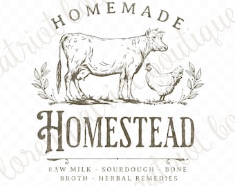 Home Sweet Homestead SVG: Farmhouse Cow & Chicken Design (Digital Download)