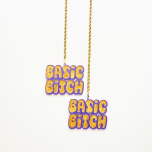 Basic Bitch --- Statement Earrings, Feminist Earrings 3D printed Swear Word Curse earrings Lightweight  Offensive