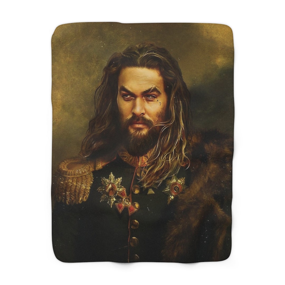 Jason Momoa Art Vintage Sherpa Fleece Throw Blanket Jason Momoa Art