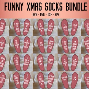 Funny Christmas socks saying bundle svg, cut file to add under socks, diy cheap gifts socks, cut file for socks, funny christmas presents