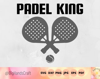 Padel king svg, gift for padel tennis partner, addicted to padel, platform tennis, padel racket design, paddle tennis