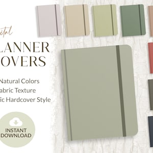 Couvertures d'agenda numériques pour cahier de notes | Couleurs naturelles | Texture de tissu | Utilisation personnelle, commerciale limitée