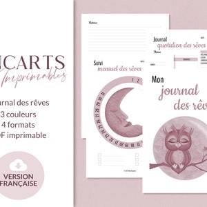 Printable Dream Journal | Dream Tracker | Dream Log | Dream Diary | French | Instant Download | Letter, A4, A5 & HP Classic Printable PDF