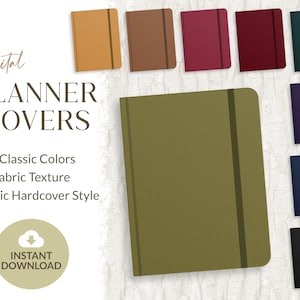 Couvertures d'agenda numériques pour cahier de notes | Couleurs foncées | Texture de tissu | Utilisation personnelle & commerciale limitée