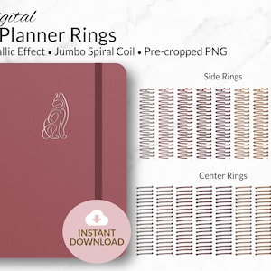 Digital Planner Rings | Jumbo Spiral Coil | Metallic Effect | Fall Collection | Personal and Limited Commercial Use | Pre-cropped PNG