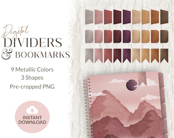 Digital Dividers/Tabs & Bookmarks | Autumn Collection | Metallic Texture | Personal and Limited Commercial Use | Pre-cropped PNG