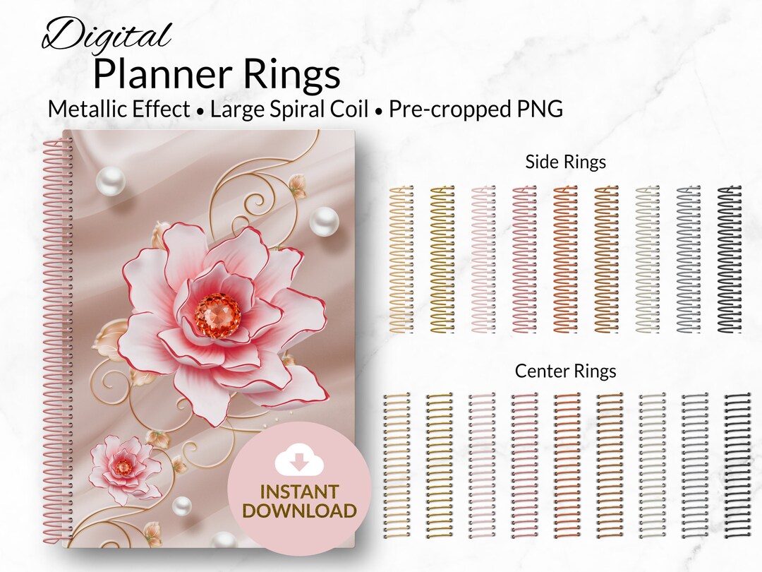 Digital Planner Rings | Large Spiral Coil | Metallic Effect | Personal ...