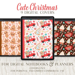 9 Goodnotes Digital Notebook Covers for Planners or Journals | Cute Christmas Set | Goodnotes Covers | Notability | Noteshelf