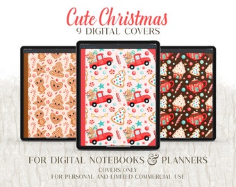 9 Goodnotes Digital Notebook Covers for Planners or Journals | Cute Christmas Set | Goodnotes Covers | Notability | Noteshelf
