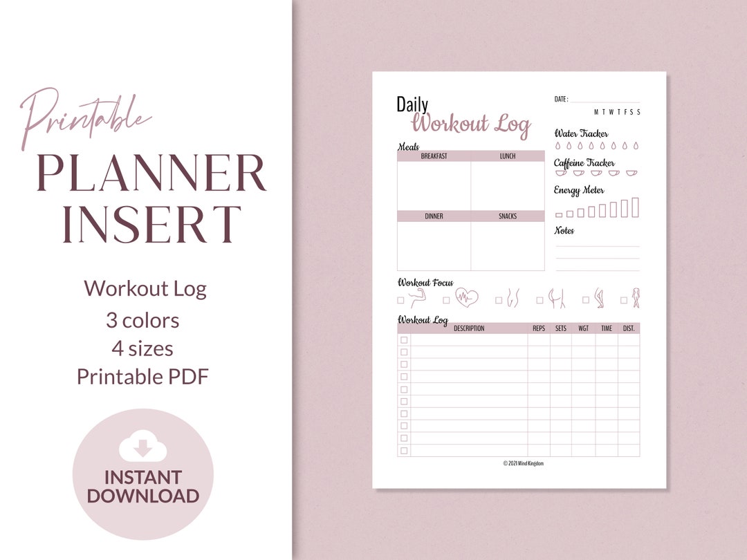 Printable Workout Log | Daily Health Tracker | Instant Download ...