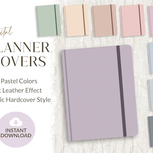 9 Digital Notebook Covers for Planners or Journals | Pastel Soft Leather Texture | Minimal Design | GoodNotes | Notability | Noteshelf