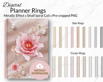 Digital Planner Rings | Small Spiral Coil | Metallic Effect | Personal and Limited Commercial Use | Instant Download | Pre-cropped PNG