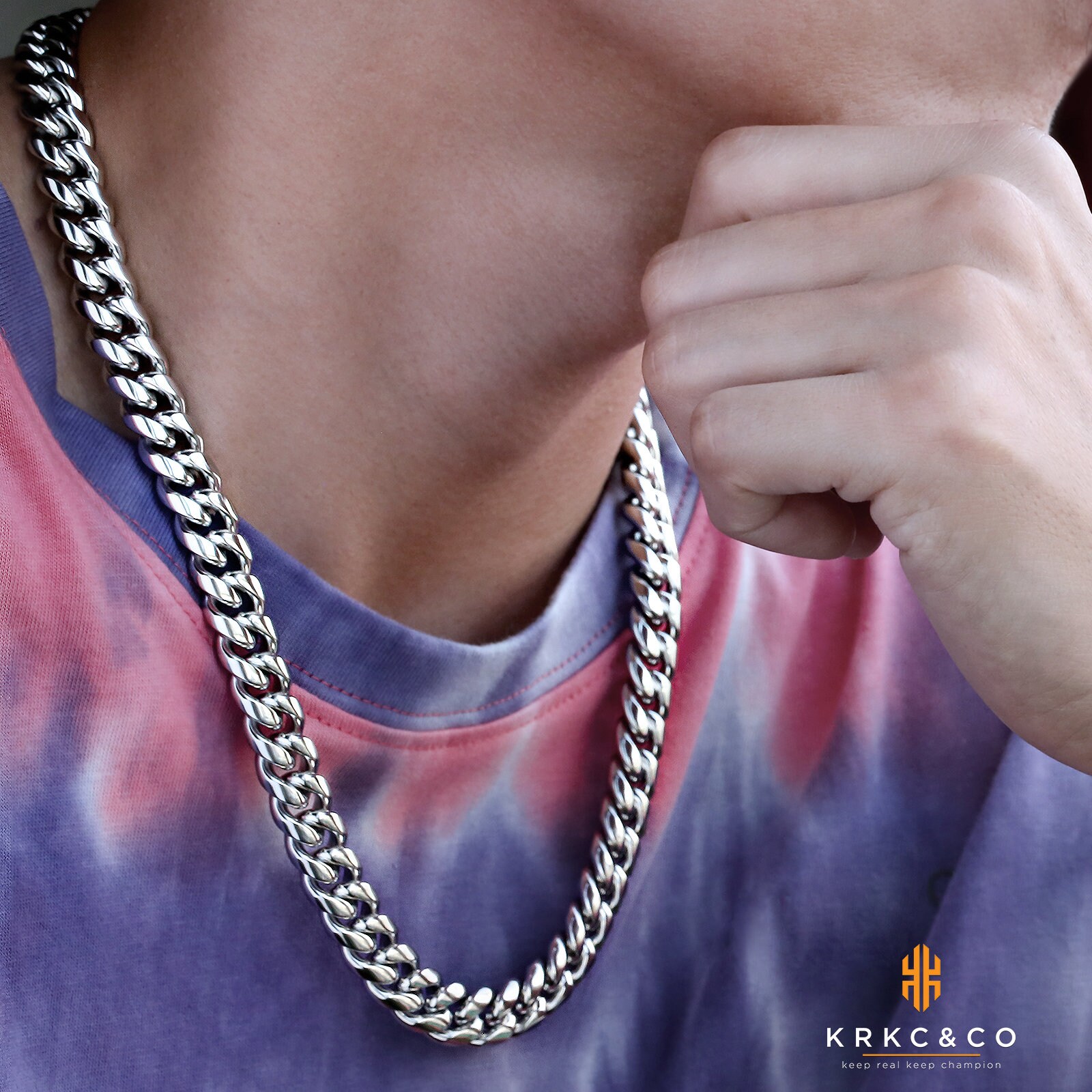 KRKC&CO 18mm/12mm Iced Cuban Link Chain 18k Gold Necklace for - Etsy